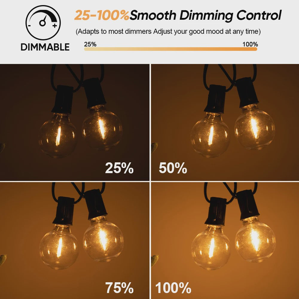 G40 Solar Tuinslinger met 25 Globe LED Lampen - Waterdicht & Dimbare Verlichting