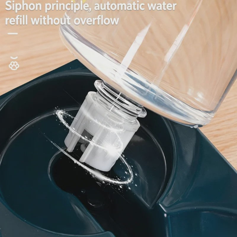 Dubbele Voer- en Waterbak voor Katten en Honden met Automatische Waterdispenser - Anti-slip & No-Spill