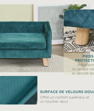 Luxe Hondensofa met Scandinavisch Design - Zacht Fluweel, Blauw, 64x45x36 cm