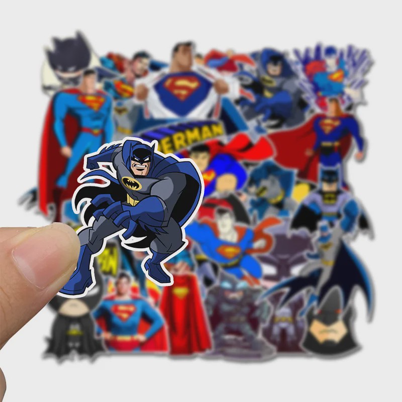 45-delige set Superheld Stickers: Batman & Superman voor Kinderen