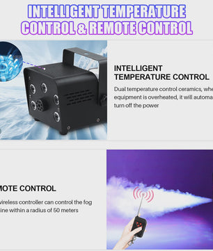 Krachtige 500W Rookmachine met 5 RGB LED's en Draadloze Afstandsbediening - Feest & DJ Verlichting
