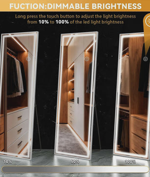 Staande Spiegel met LED Verlichting (160x50 cm) - Dimbare Helderheid & 3 Kleurtemperaturen