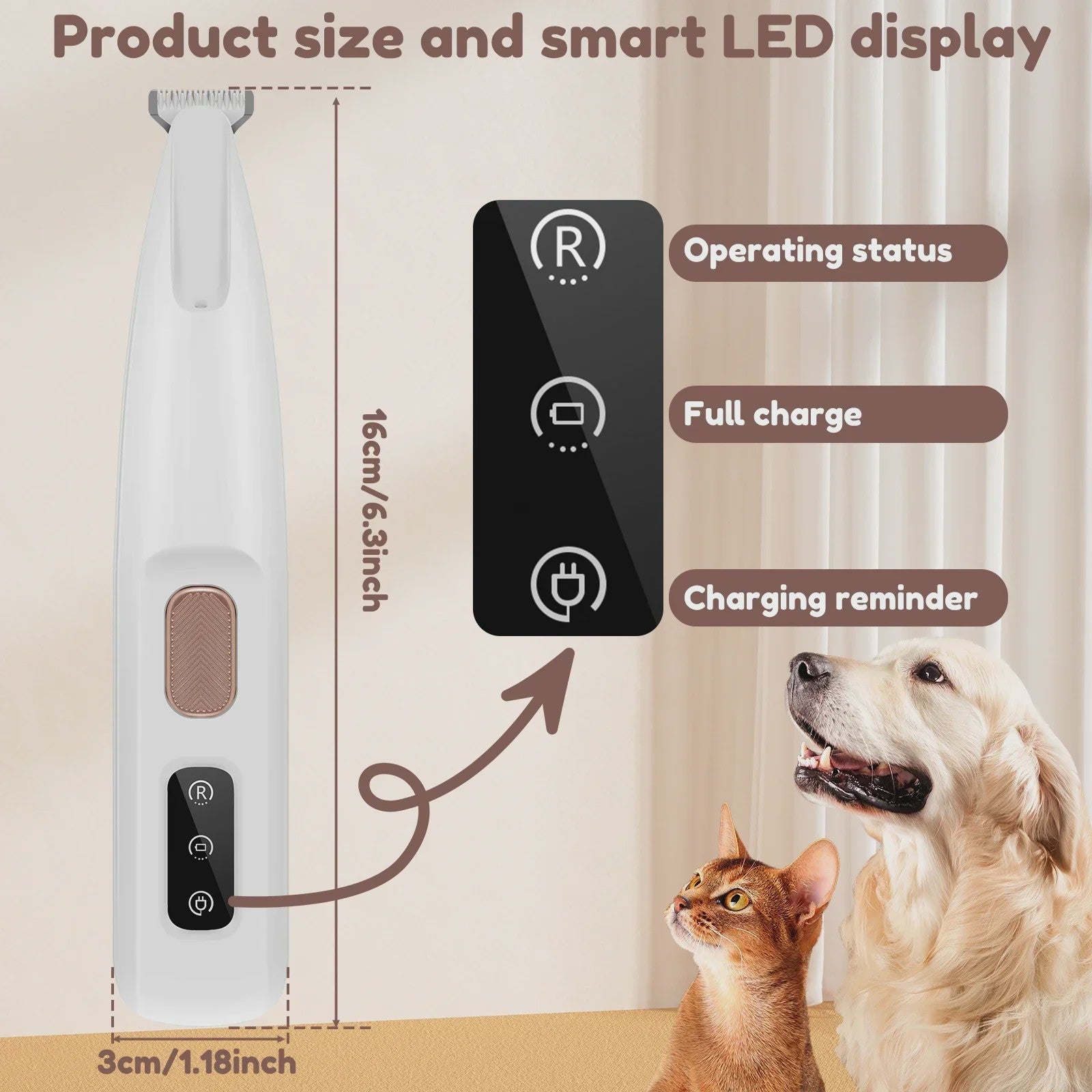 Waterdichte Hondentrimmer met LED Licht - Stille Werking & 18mm Breed Mes
