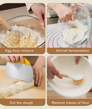 Brood Bakmand Set 23cm - Professionele Rijs- en Bakaccessoires voor Sourdough Brood