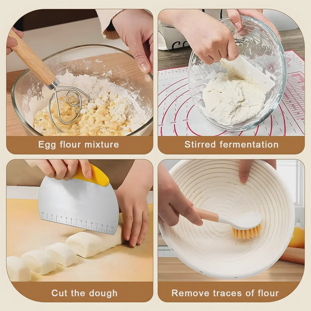 Brood Bakmand Set 23cm - Professionele Rijs- en Bakaccessoires voor Sourdough Brood