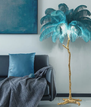 Luxe Pluimen Vloerlamp - Scandinavisch Design met LED Verlichting