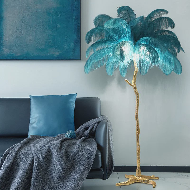 Luxe Pluimen Vloerlamp - Scandinavisch Design met LED Verlichting