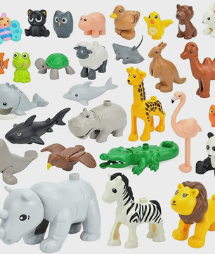 Grote Bouwstenen Dierenpark & Boerderij Figuren - Compatibel met Duplo
