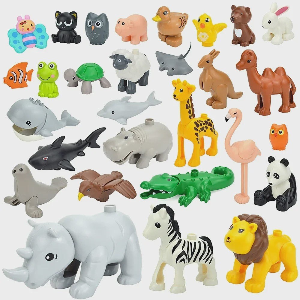 Grote Bouwstenen Dierenpark & Boerderij Figuren - Compatibel met Duplo