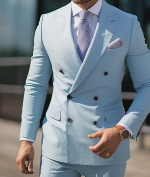 Luxe Bruin Herenpak - Double Breasted, Peak Lapel, Slim Fit Blazer & Pantalon