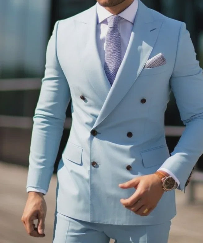 Luxe Bruin Herenpak - Double Breasted, Peak Lapel, Slim Fit Blazer & Pantalon