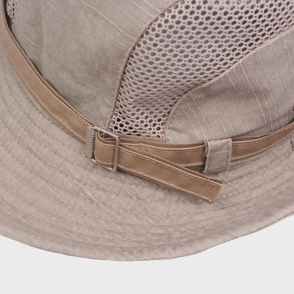 Ademende Outdoor Bucket Hat voor Heren - Zomerse Panama Cap met Mesh voor Vissen, Wandelen & Strand