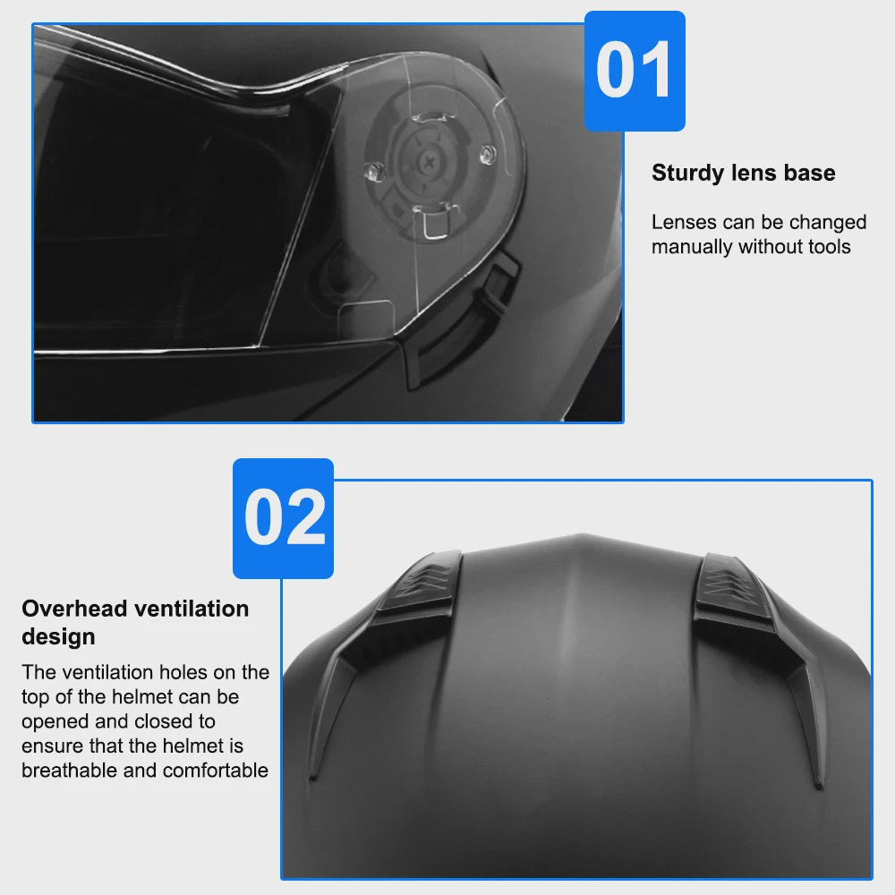 Modulaire Flip-Up Motorhelm - DOT Gecertificeerd, Dubbel Vizier, All-Season
