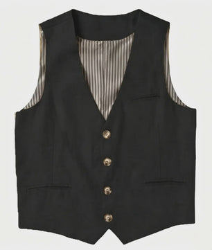Linnen Heren Gilet - Zomer Waistcoat V-hals Single Breasted Lichtgewicht