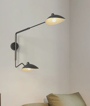 Industriële Zwarte Aluminium Wandlamp met Lange Arm - Verstelbaar LED Licht