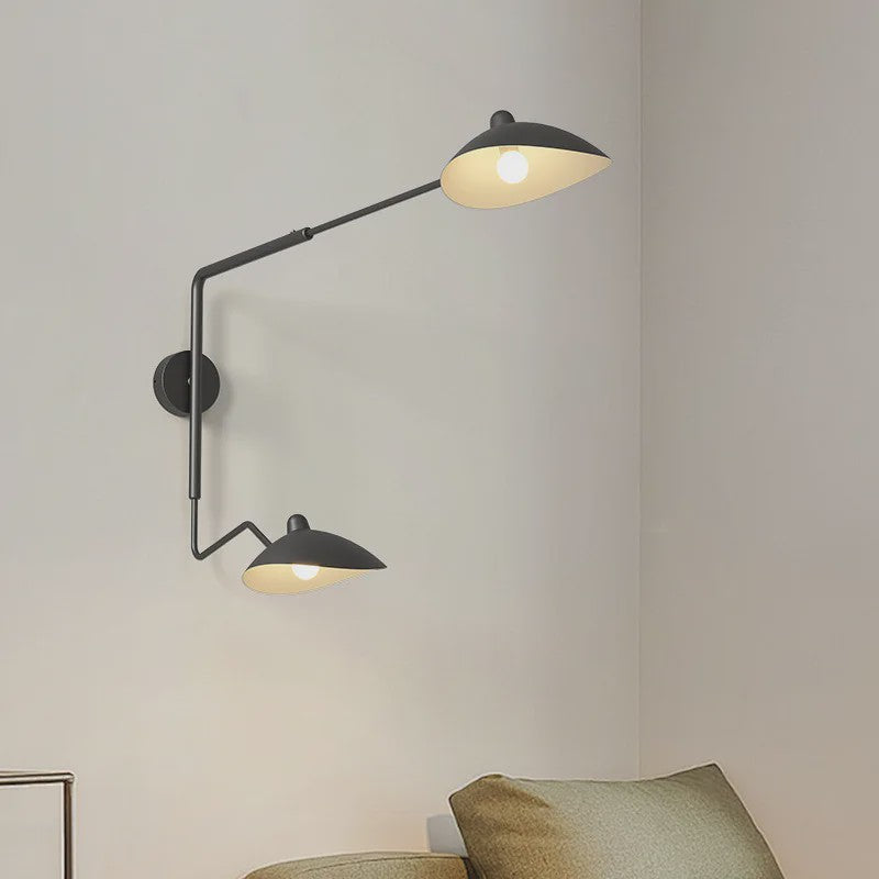 Industriële Zwarte Aluminium Wandlamp met Lange Arm - Verstelbaar LED Licht