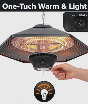 2000W Plafond Terrasverwarmer met LED Licht - Infrarood Verwarming, Afstandsbediening & 3 standen