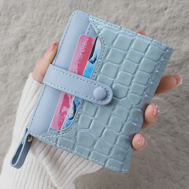 Compacte Portemonnee met Kroko Print - Kaarthouder & Muntportemonnee voor Dames