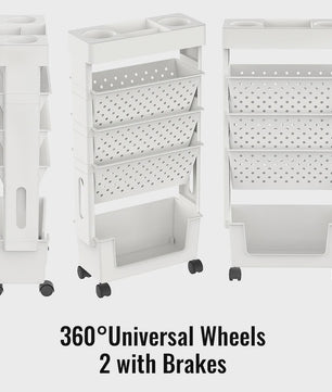 Verrijdbare Opbergtrolley met 5 Lagen - Multifunctioneel Bureau en Boekenkast Organizer