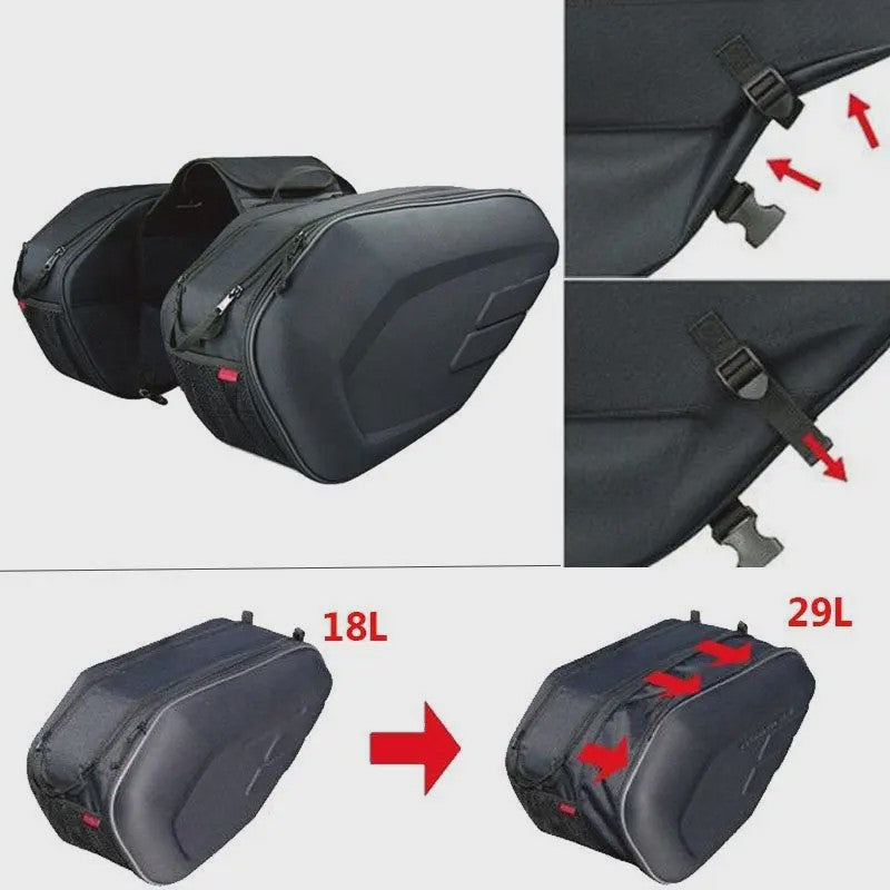Waterdichte Motor Zadeltassen 36-58L - Zwarte Motorfiets Bagage Tassen voor Scooter & Motor
