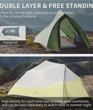 Naturehike Cloud Up Pro 1-Persoons Lichtgewicht Trekking Tent - Waterdicht & Eenvoudig Op te Zetten