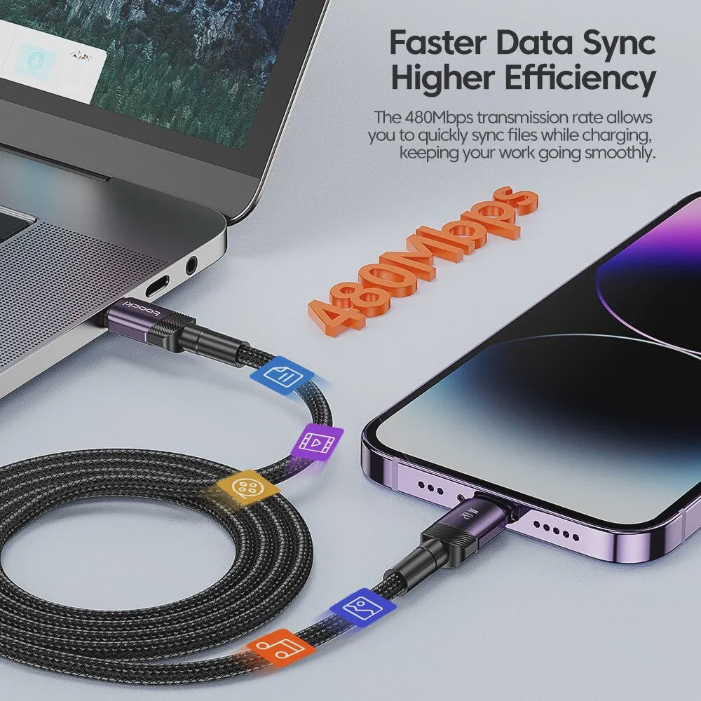 Toocki PD 27W USB-C naar Lightning Kabel voor iPhone - Snel Laden & Data