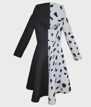 Meisjes Cruella Deville Kostuum - Zwart Dalmatiër Jumpsuit Jurk voor Halloween & Feest