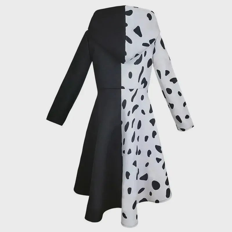 Meisjes Cruella Deville Kostuum - Zwart Dalmatiër Jumpsuit Jurk voor Halloween & Feest
