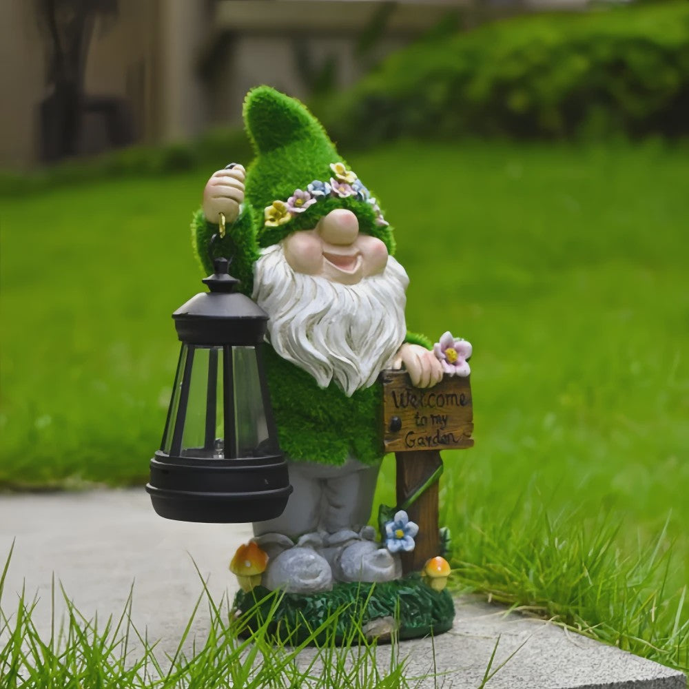 Vrolijke Tuinkabouter met Solar Lantaarn - Decoratie voor Tuin & Terras
