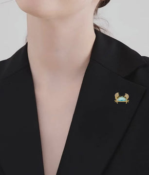Unieke Krab Broche met Gekleurde Zirkonia - Stijlvol Dames Accessoire