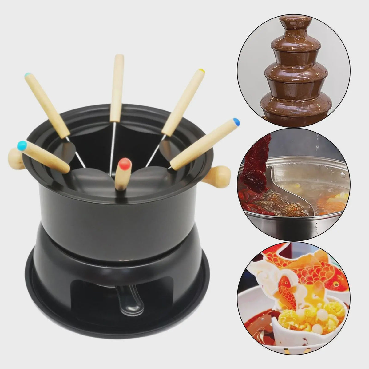 Afneembare Fondueset met 6 Vorken - Voor Chocolade, Kaas & Meer