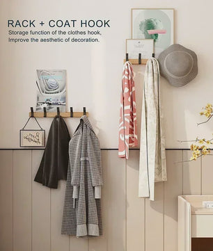 Nordic Wandkapstok met 5 Verstelbare Aluminium Haken - Hout & Metaal
