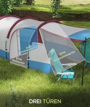 Outsunny Tunnel Tent voor 2 Personen met Luifel - Ideaal voor Camping & Tuin