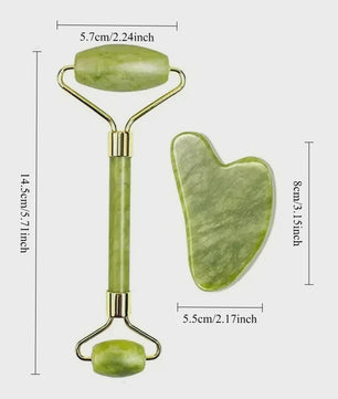 Natuurlijke Jade Roller & Gua Sha Set - Gezichtsmassage & Lichaam