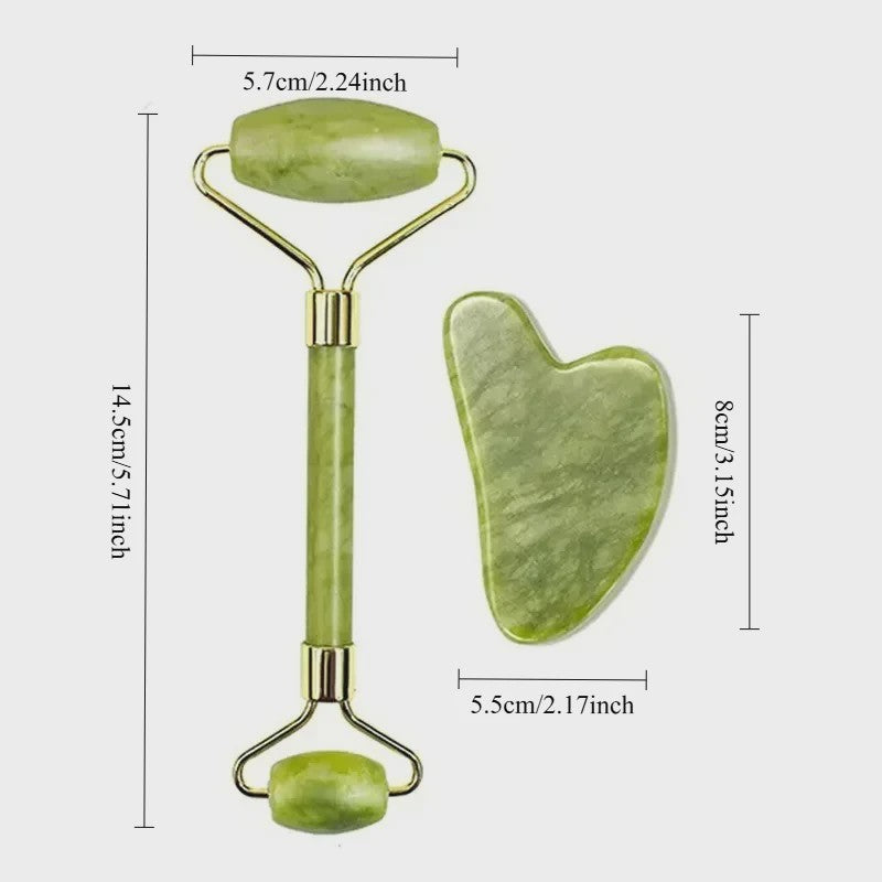 Natuurlijke Jade Roller & Gua Sha Set - Gezichtsmassage & Lichaam