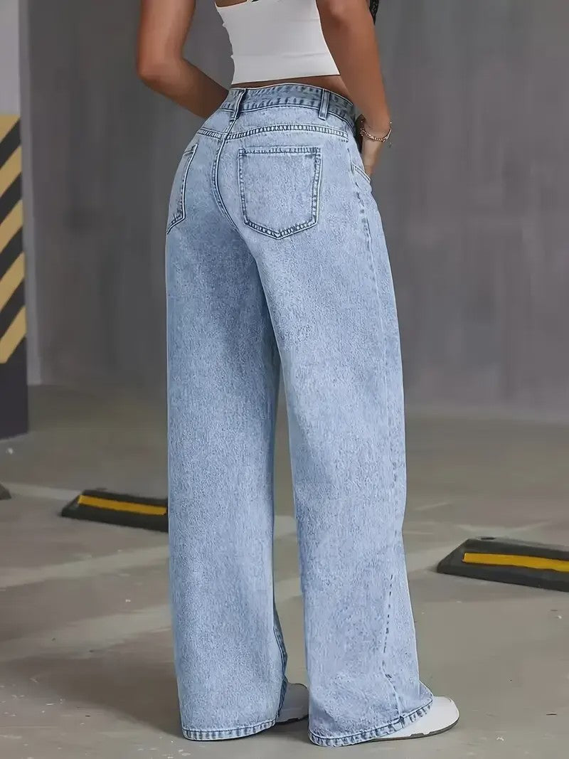 Dames Wijde Pijpen Jeans - Baggy Streetwear Broek voor Casual Stijl