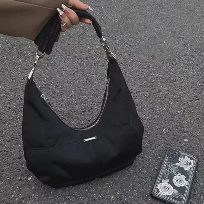 Dames Retro Onderarm Tas - Zwarte Hobo Schoudertas Y2k Stijl