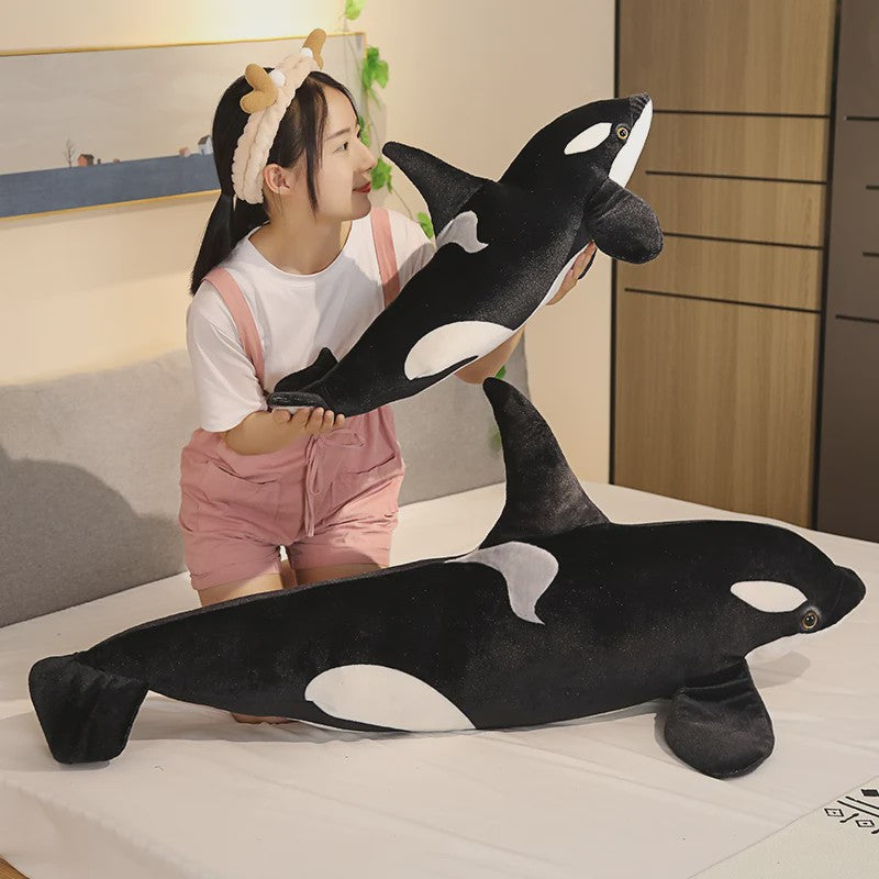 Grote Knuffel Orka - Levensechte Zwarte Zwaardwalvis Pluche Speelgoed