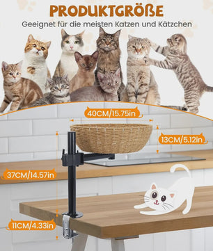 Ergonomisch Kattenbed voor Bureau met 360° Draai- en Hoogteverstelling
