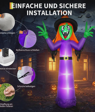 Opblaasbare Halloween Heks 360cm - Grote Tuindecoratie met Verlichting
