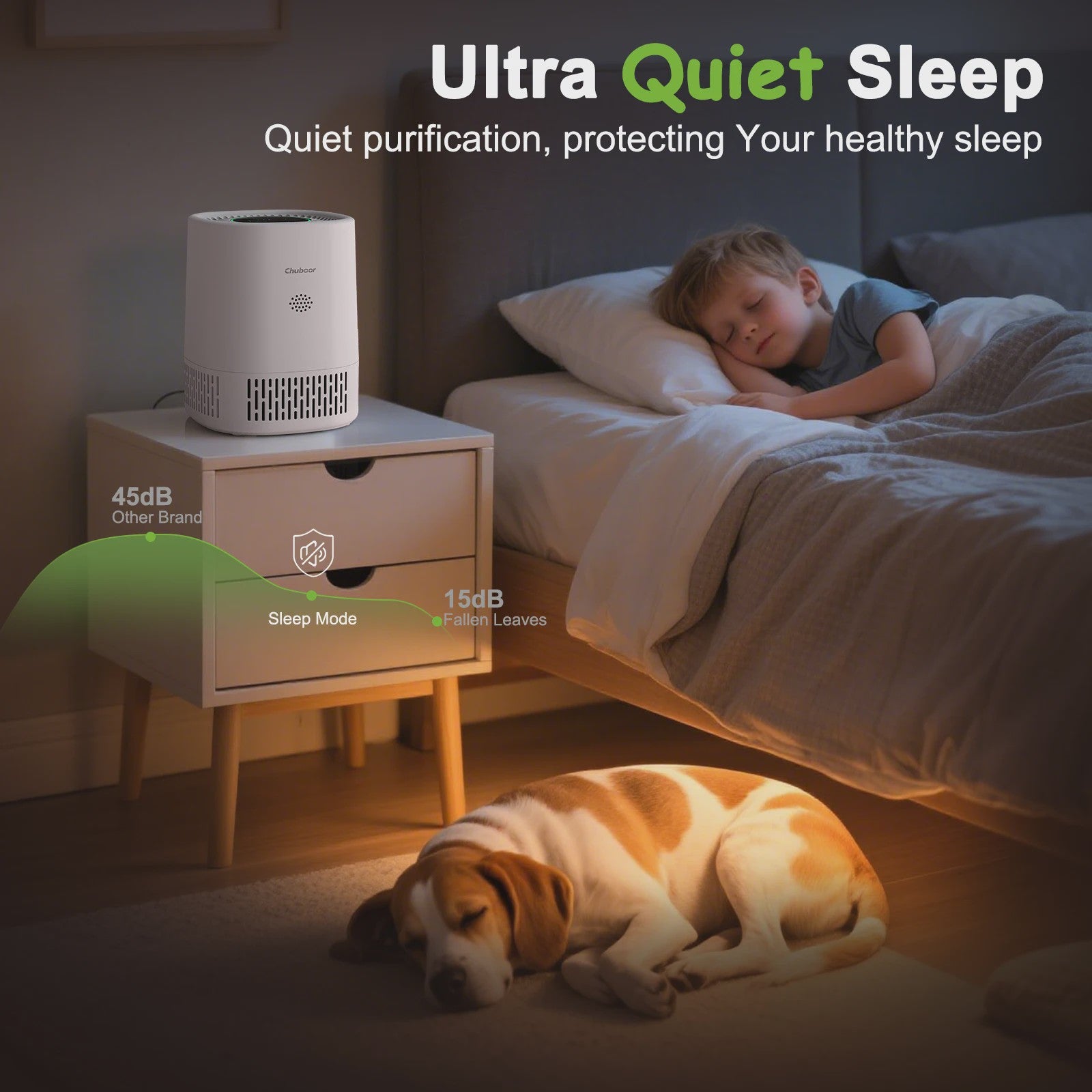Chuboor Luchtreiniger H13 HEPA met WiFi & App Bediening - Stil & Compact voor Ruimtes tot 20m²