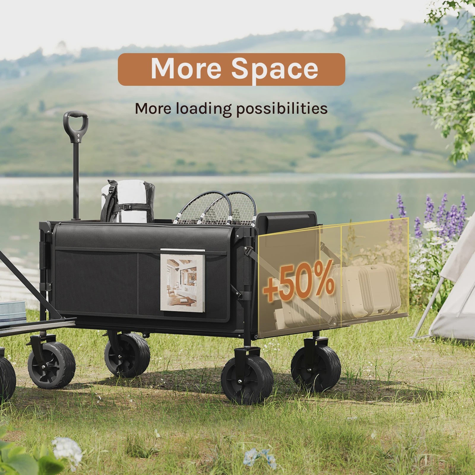 WOLTU Grote Tuinwagen 200L - Opvouwbare Handkar voor Camping, Tuin & Strand