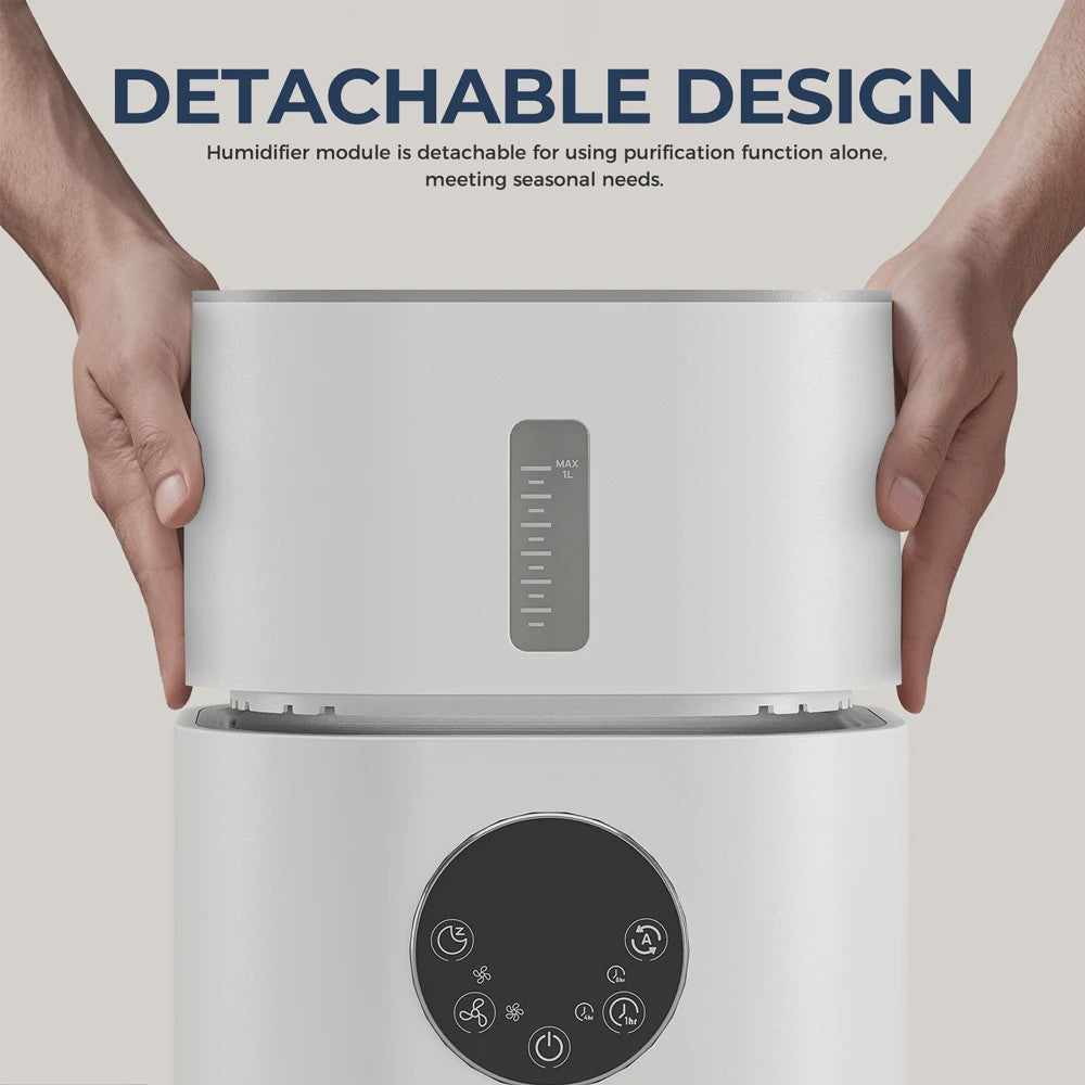 2-in-1 Luchtreiniger met Luchtbevochtiger - H13 True HEPA Filter