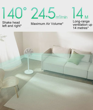 MIJIA Slimme DC Vloerstaande Ventilator 1X - 7 Bladen, 140° Luchtstroom, Stil (25.6dB), Slim Bedienbaar