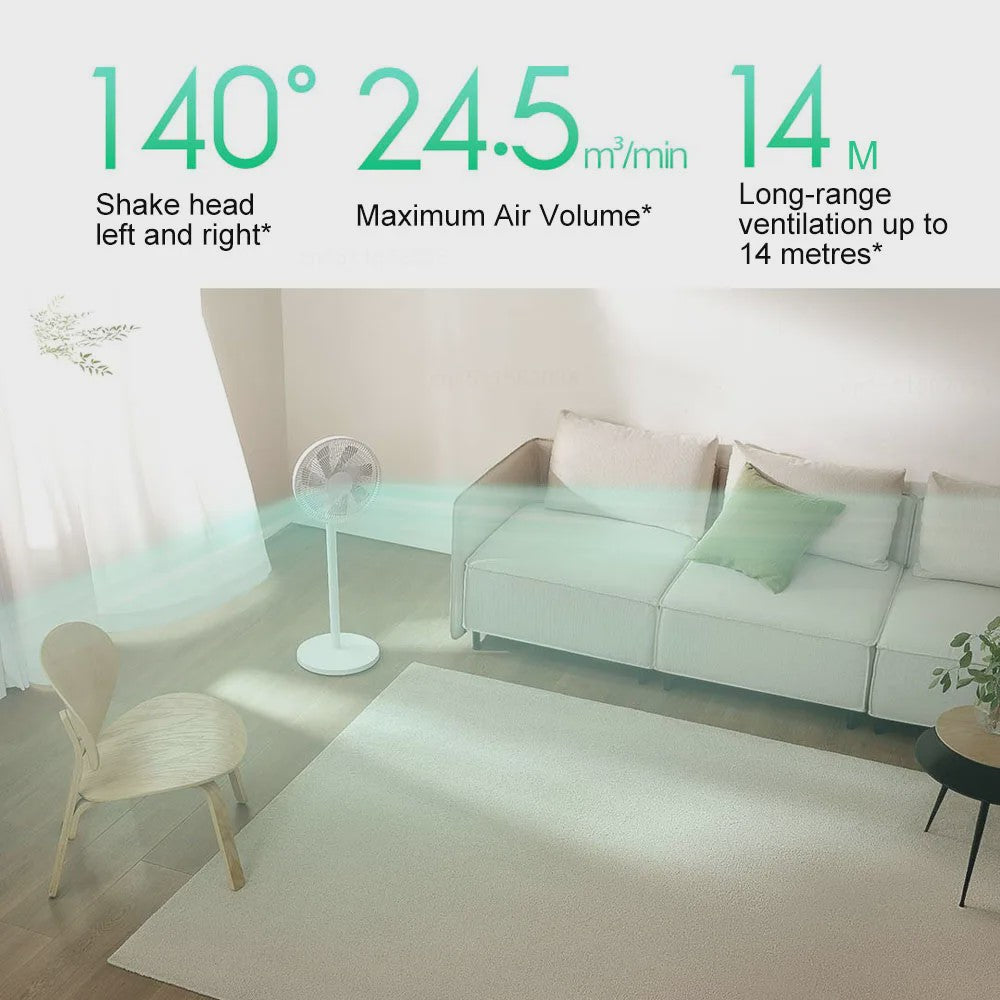 MIJIA Slimme DC Vloerstaande Ventilator 1X - 7 Bladen, 140° Luchtstroom, Stil (25.6dB), Slim Bedienbaar