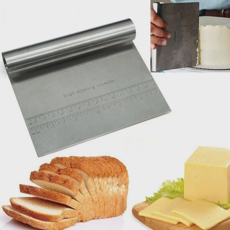 RVS Deegschraper, Pizzasnijder en Deegsnijder met Nauwkeurige Schaalverdeling - Multifunctioneel Keukengereedschap