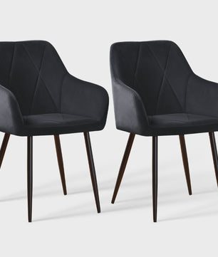 Stijlvolle Fauteuil met Armleuningen - Fluweel of Kunstleer, Zwarte Metalen Poten - Modern Design