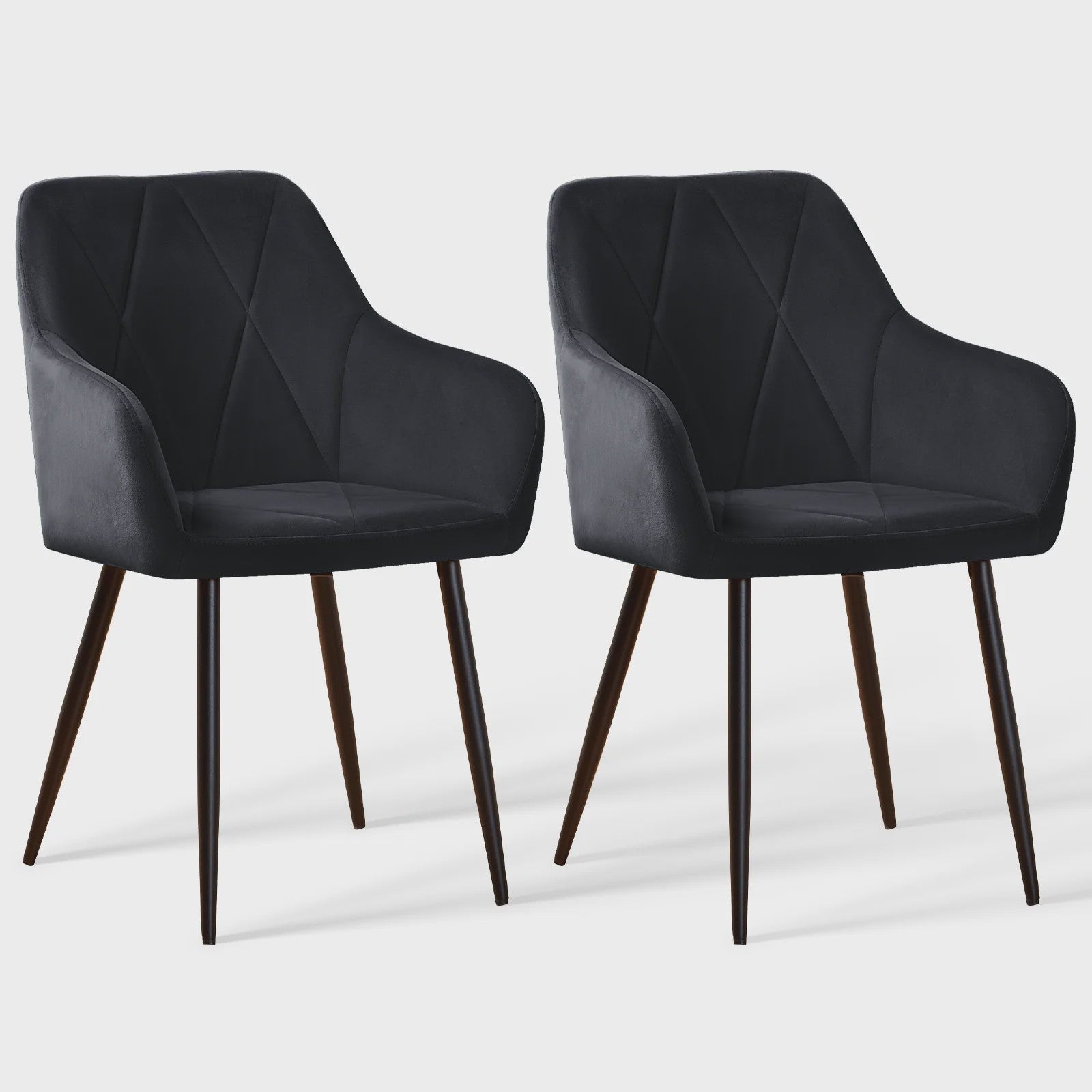 Stijlvolle Fauteuil met Armleuningen - Fluweel of Kunstleer, Zwarte Metalen Poten - Modern Design
