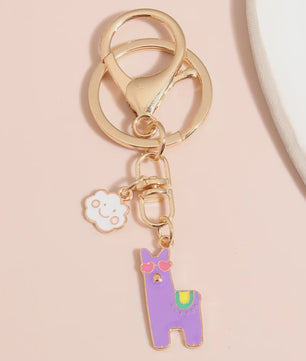 Schattige Alpaca Sleutelhanger met Hart & Bloem - Emaille Hanger voor Dames & Heren Handtas Accessoire