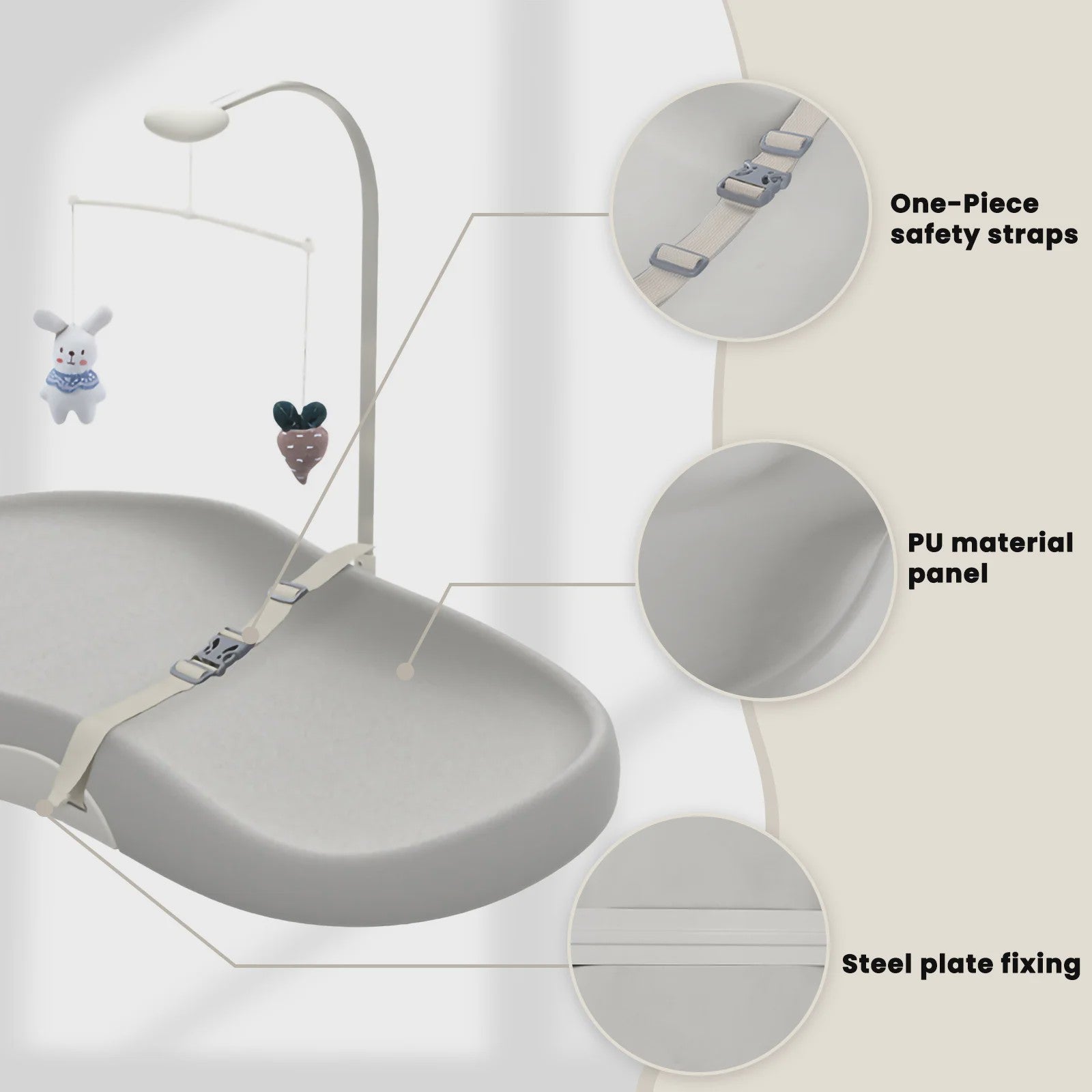 Comfortabele Baby Verschoonmat met Anti-slip, Makkelijk Reinigbaar & Speelboog
